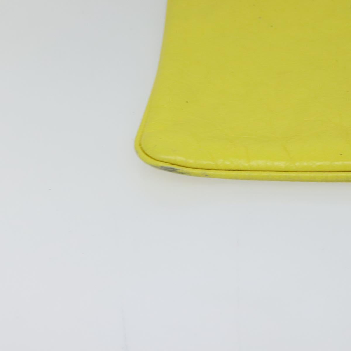 BALENCIAGA Supermarket Clutch Bag Leather Yellow Silver 506794 Auth 123043