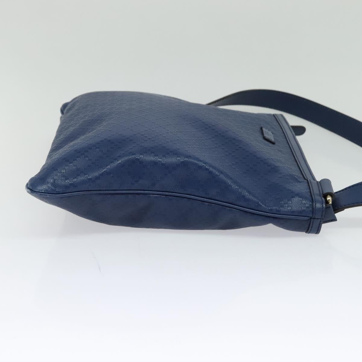 GUCCI Diamante Shoulder Bag Leather Blue Gold 201446 Auth 123045