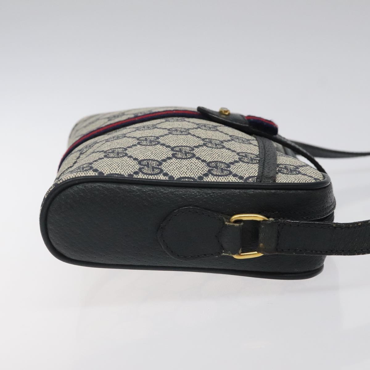 GUCCI GG Supreme Sherry Line Shoulder Bag PVC Navy Red 89 02 055 Auth 123046