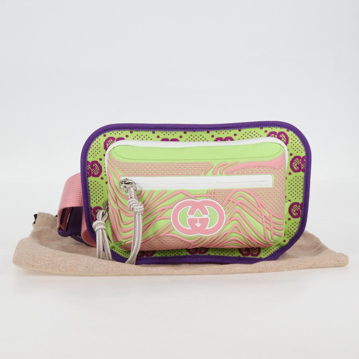 GUCCI Waist bag Nylon Silver Light green 752102 Auth 123064M