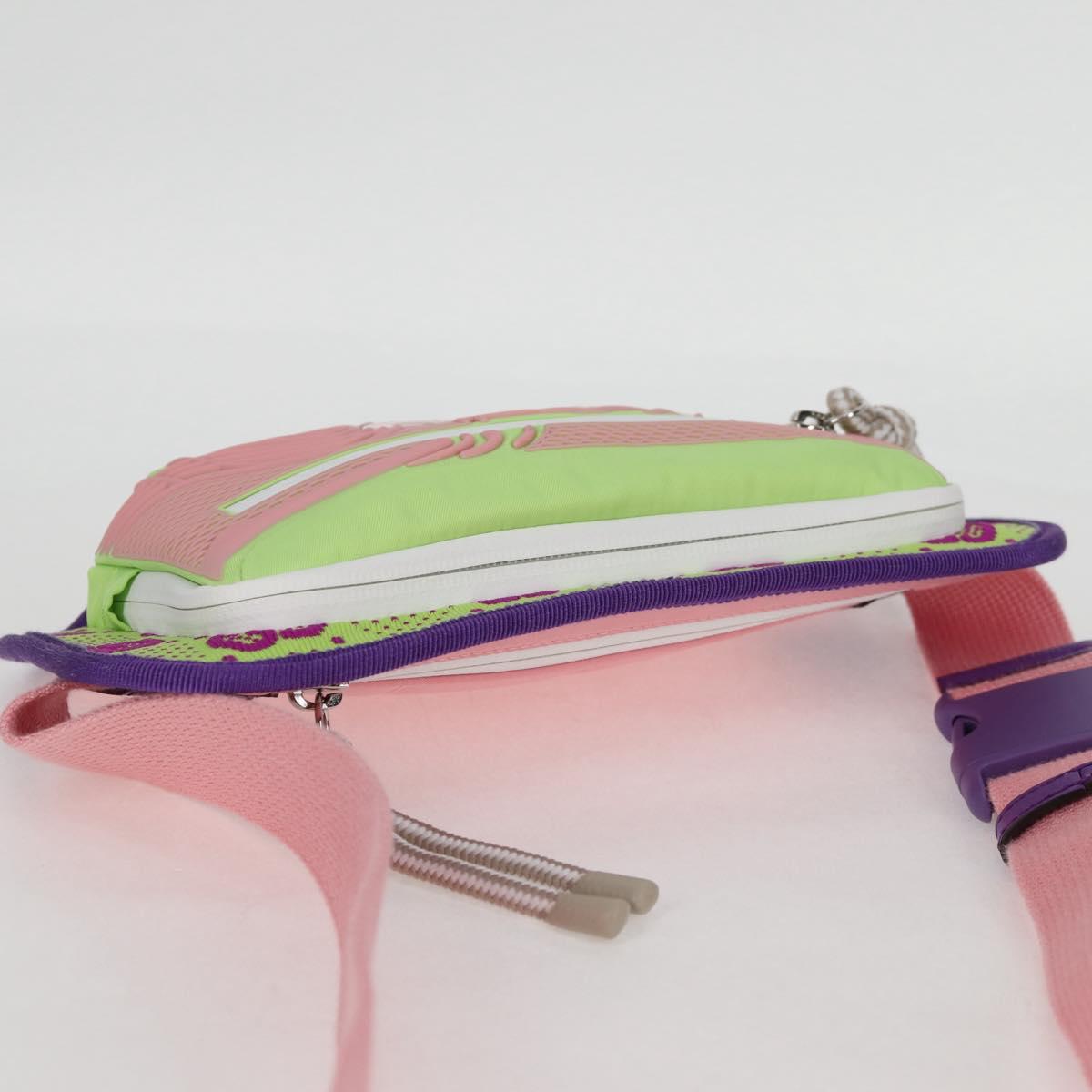 GUCCI Waist bag Nylon Silver Light green 752102 Auth 123064M