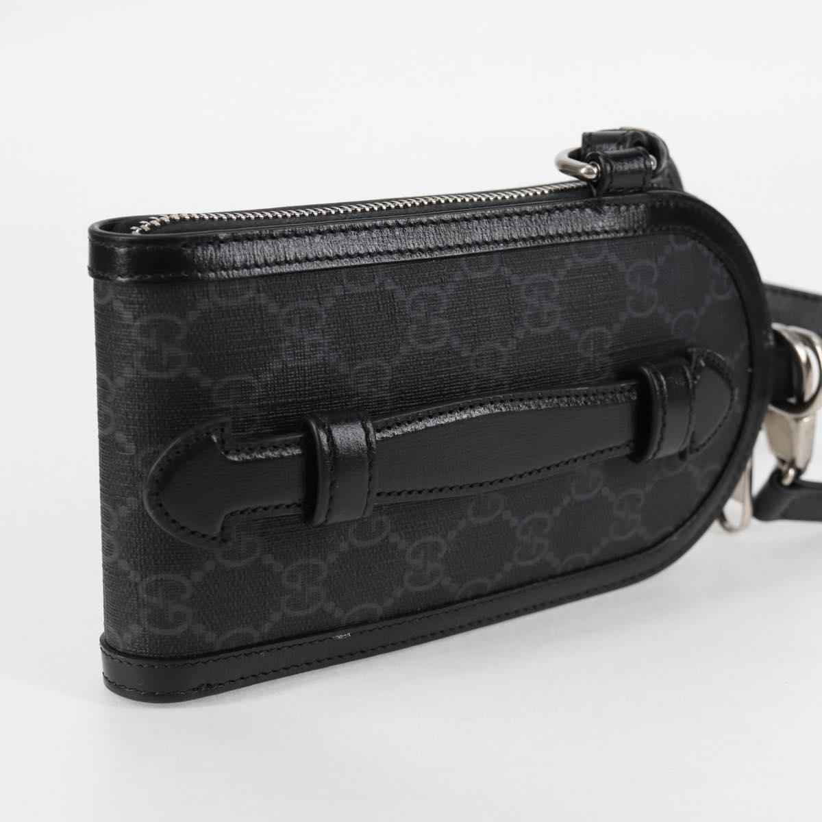 GUCCI GG Supreme Shoulder Bag PVC Black Auth 123066M
