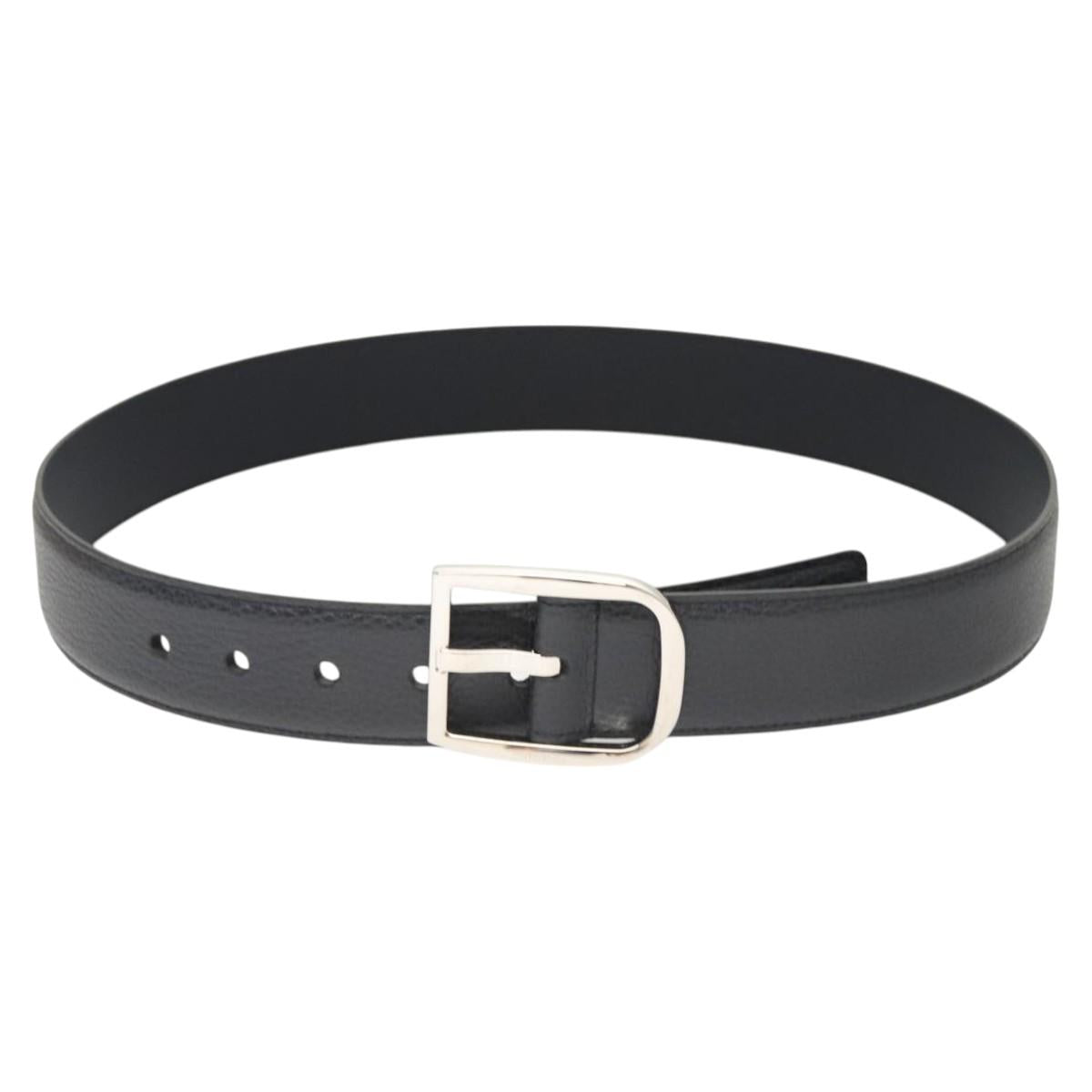 GUCCI Belt Leather Outlet 38.2"" Navy Silver 449716 Auth 123067