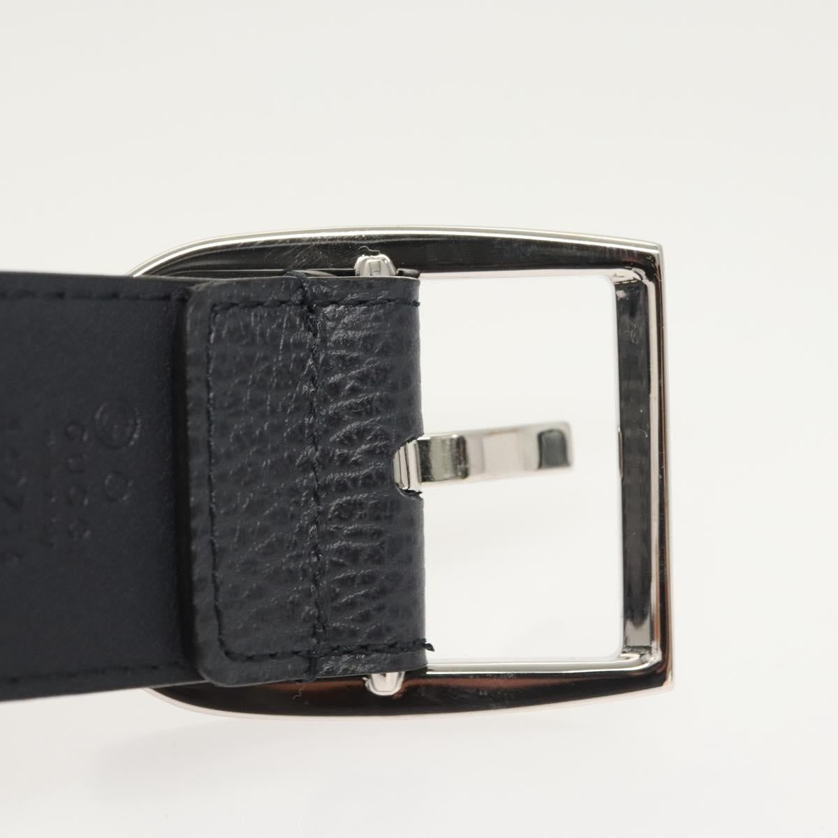 GUCCI Belt Leather Outlet 38.2"" Navy Silver 449716 Auth 123068