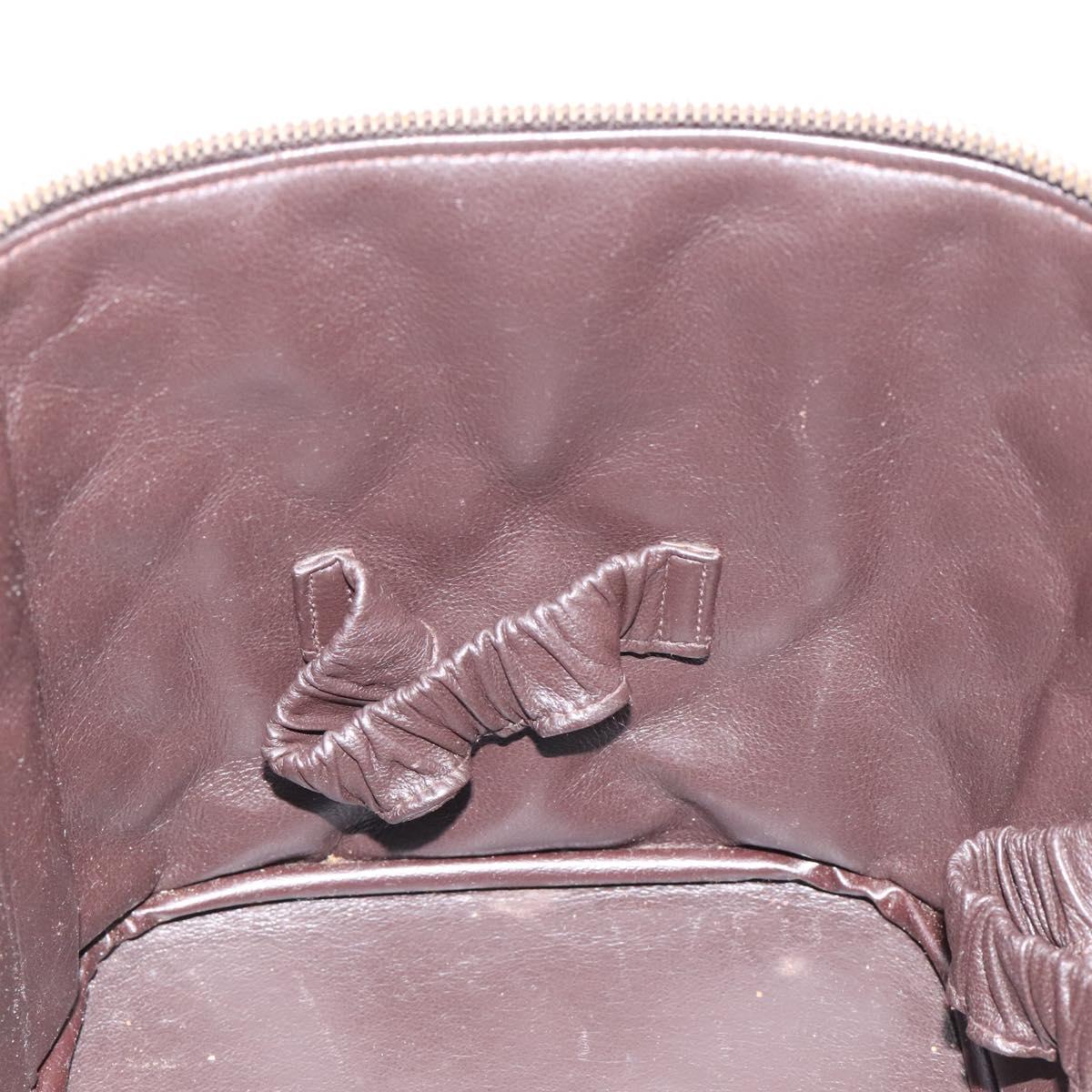 CHANEL Matelasse COCO Mark Vanity Pouch Lamb Skin Dark Brown CC Auth 123070