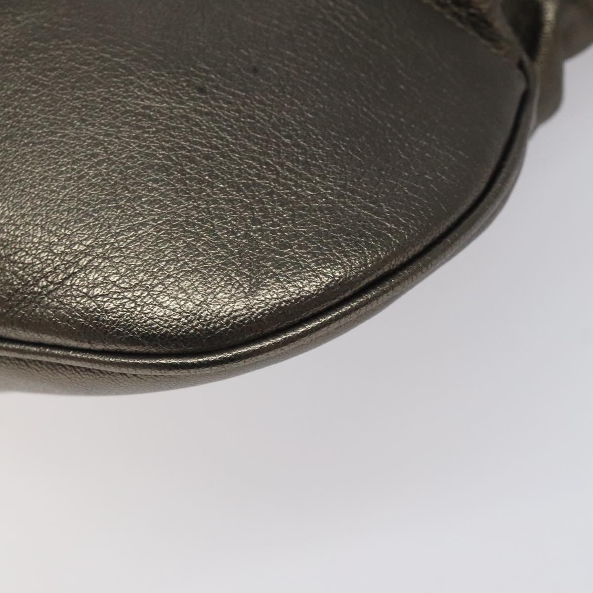 Salvatore Ferragamo Gancini Tote Bag Leather Silver Auth 123071