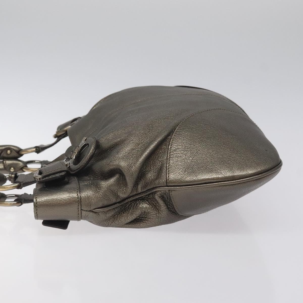 Salvatore Ferragamo Gancini Tote Bag Leather Silver Auth 123071