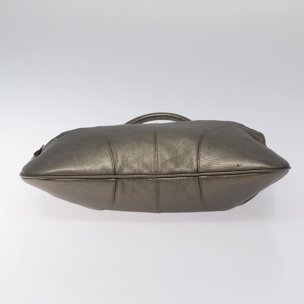 Salvatore Ferragamo Gancini Tote Bag Leather Silver Auth 123071