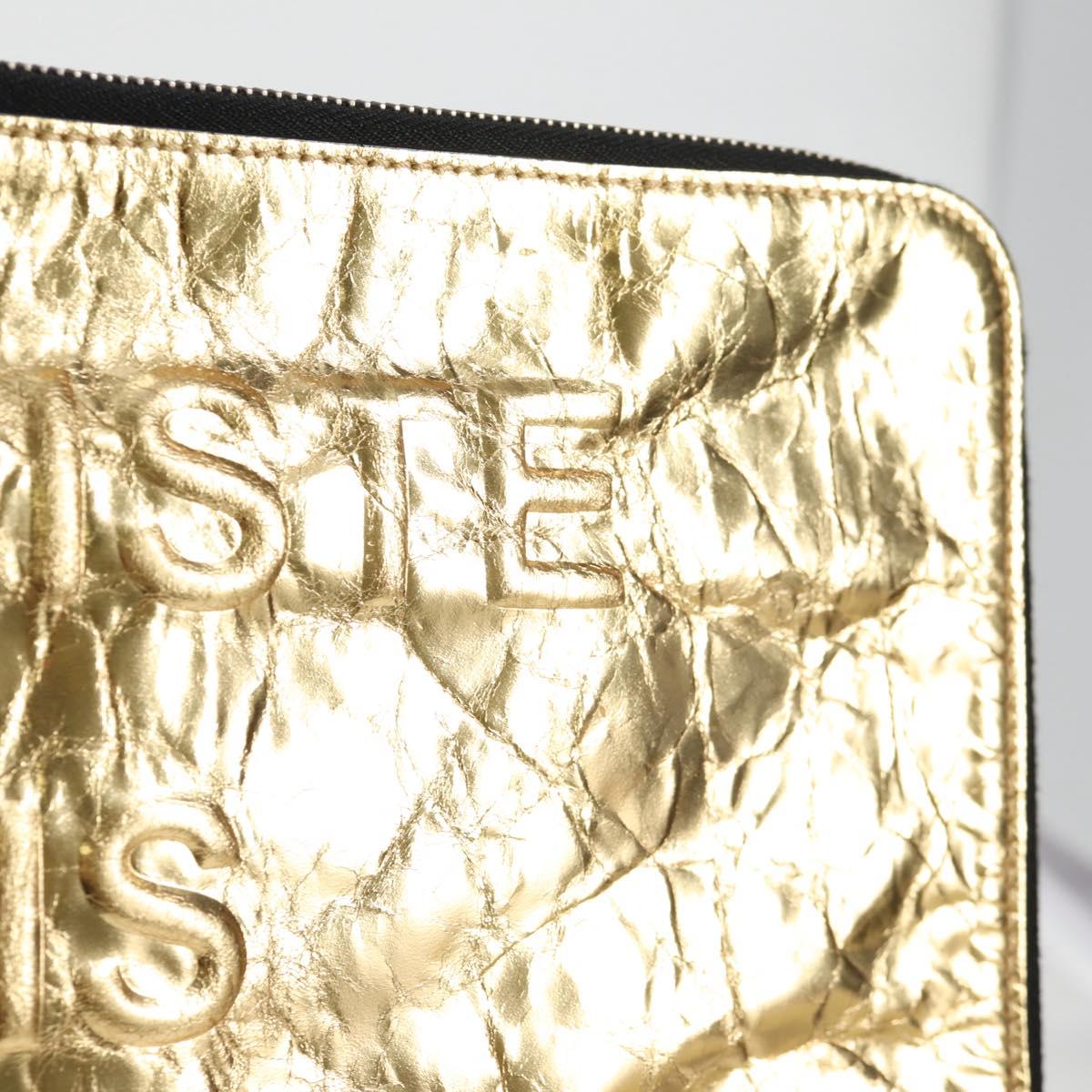 CHANEL Clutch Bag Leather Gold CC Auth 123083V