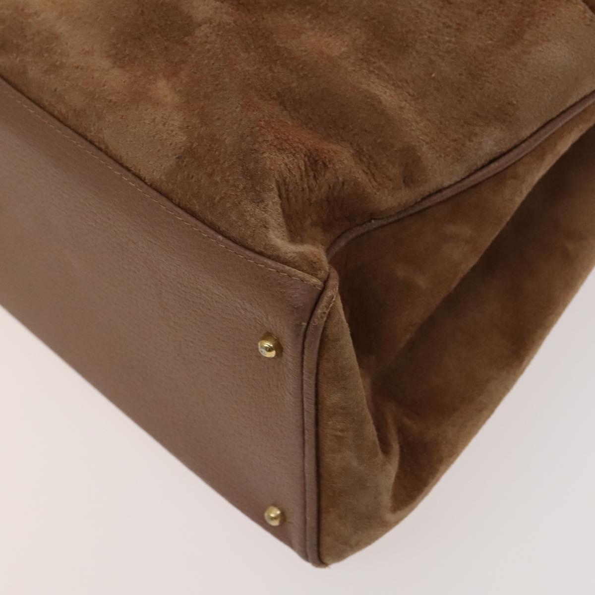GUCCI Bamboo Hand Bag Suede Brown Gold 002 123 0322 Auth 123095