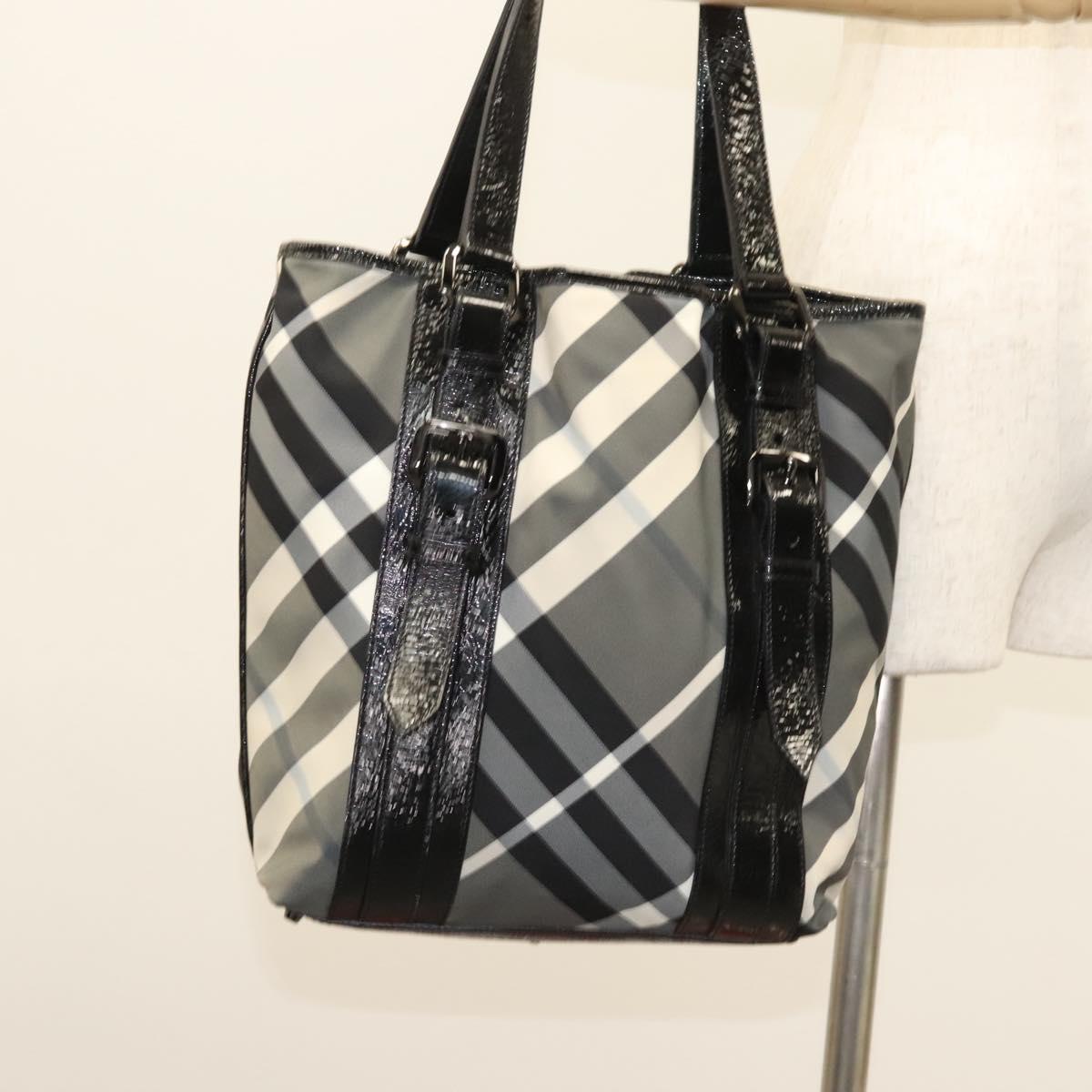 BURBERRY Nova Check Tote Bag Nylon Gray Auth 123098