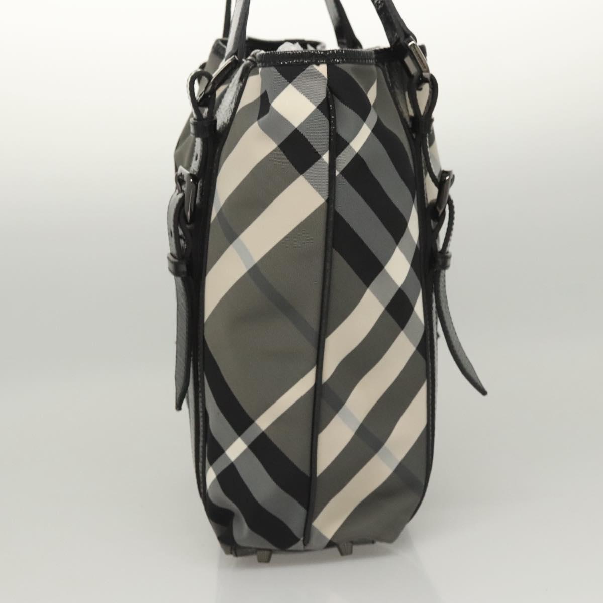 BURBERRY Nova Check Tote Bag Nylon Gray Auth 123098