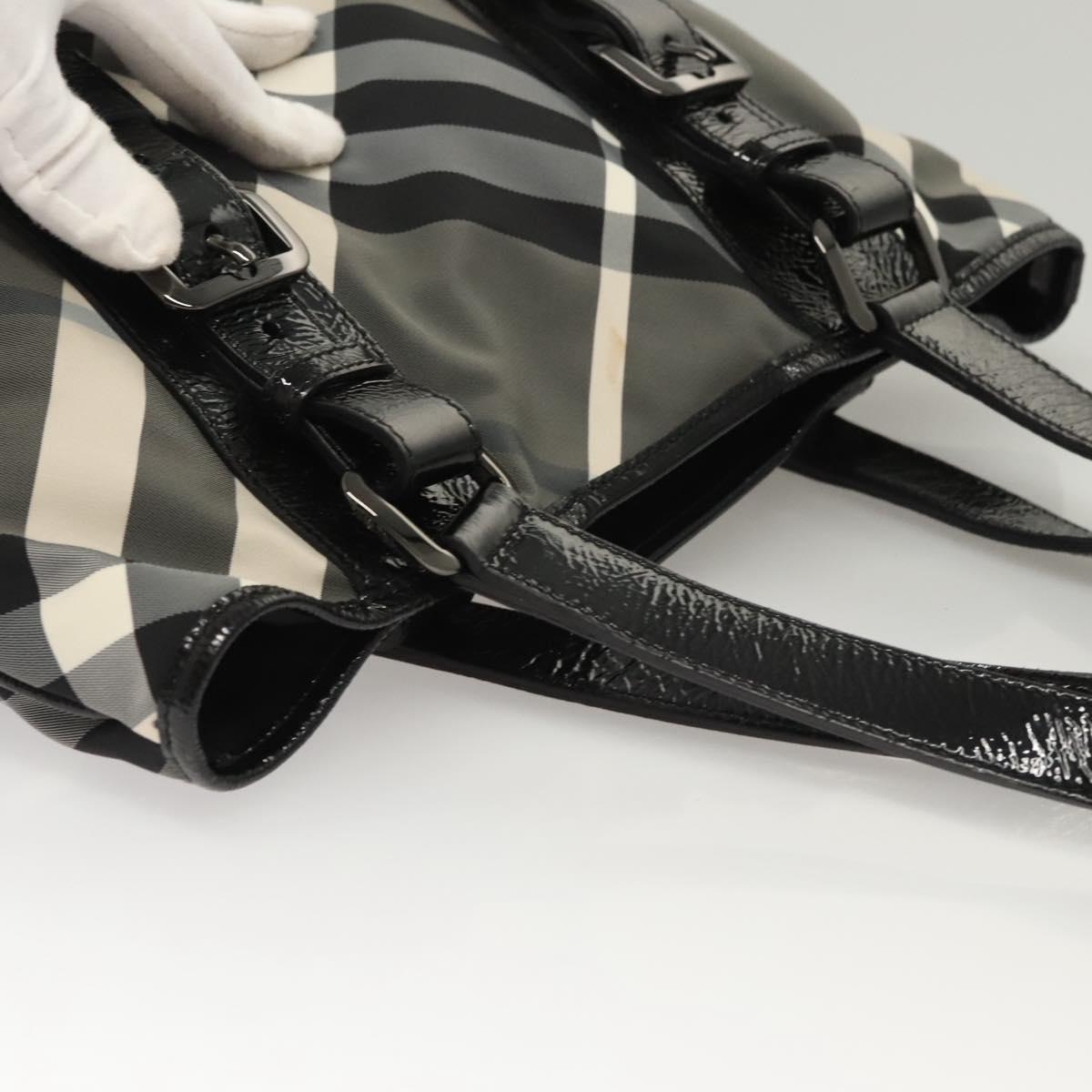 BURBERRY Nova Check Tote Bag Nylon Gray Auth 123098