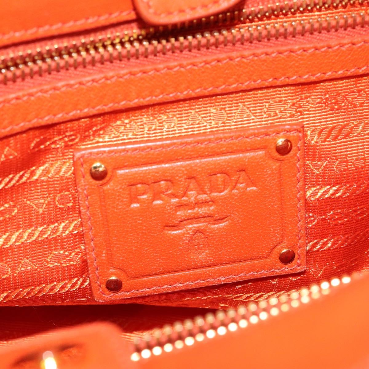 PRADA Hand Bag Nylon Orange Gold Auth 123099
