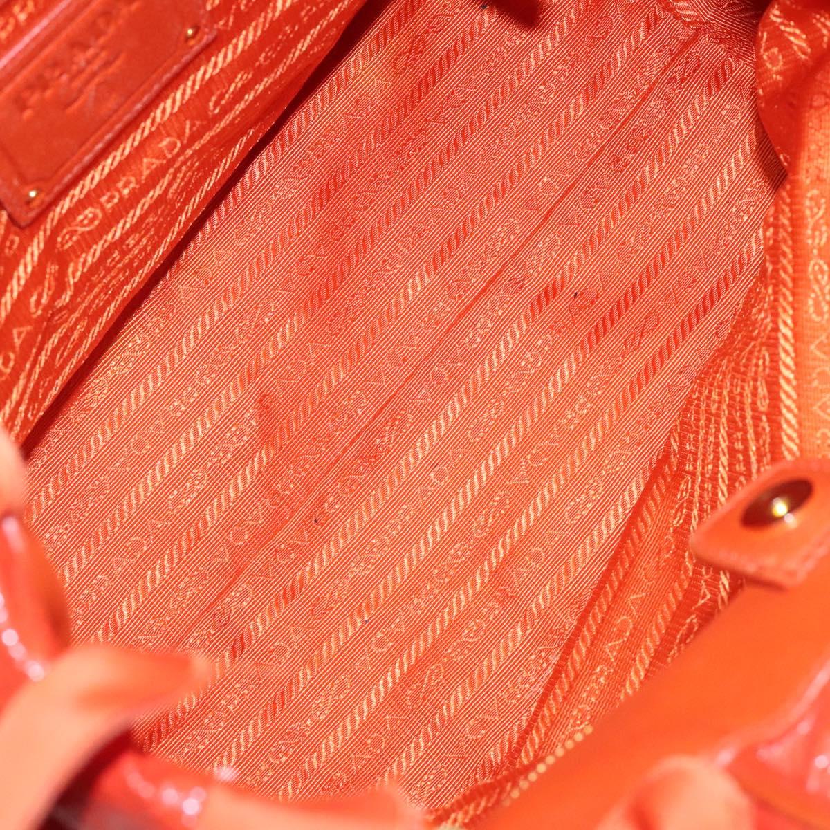 PRADA Hand Bag Nylon Orange Gold Auth 123099