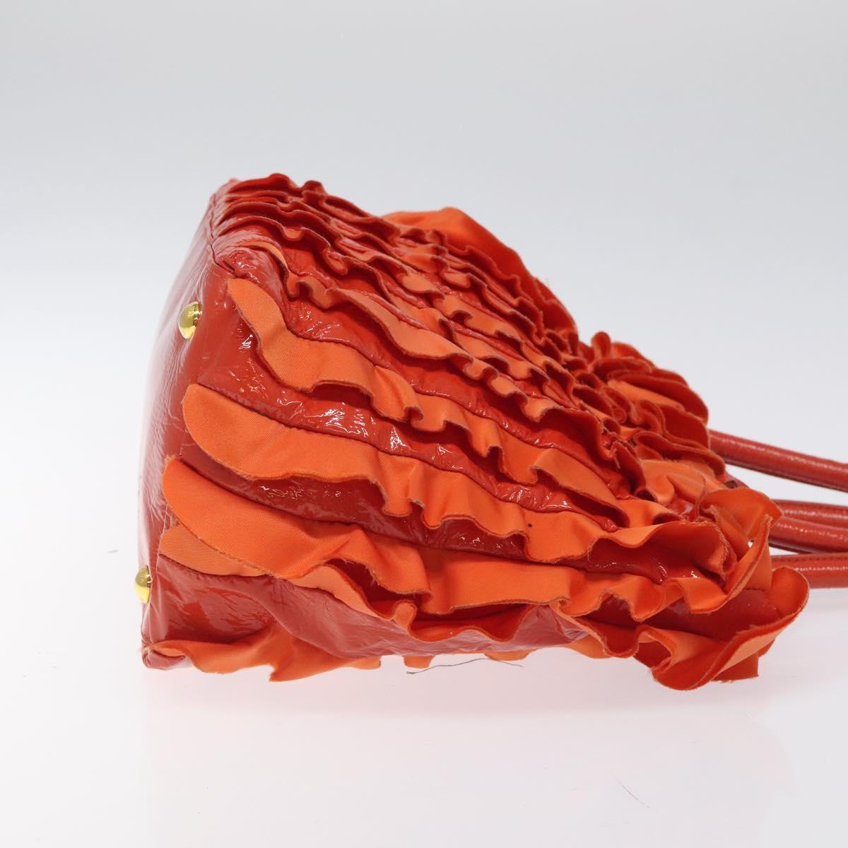 PRADA Hand Bag Nylon Orange Gold Auth 123099