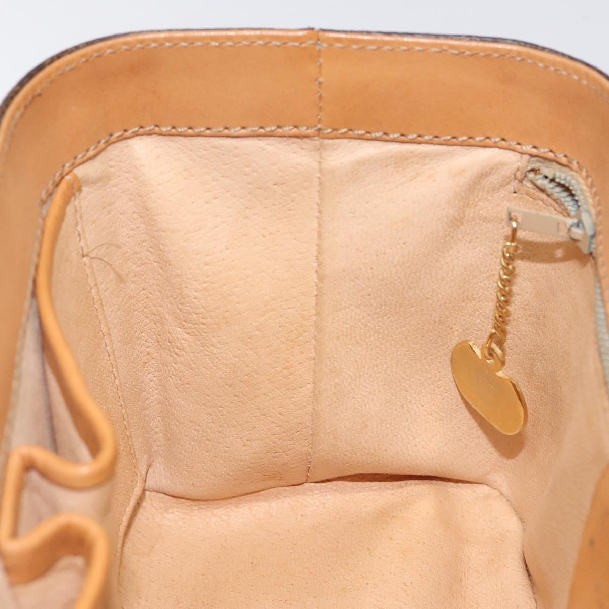 CELINE Macadam Canvas Vanity Bag PVC Leather Brown Gold Auth 123102