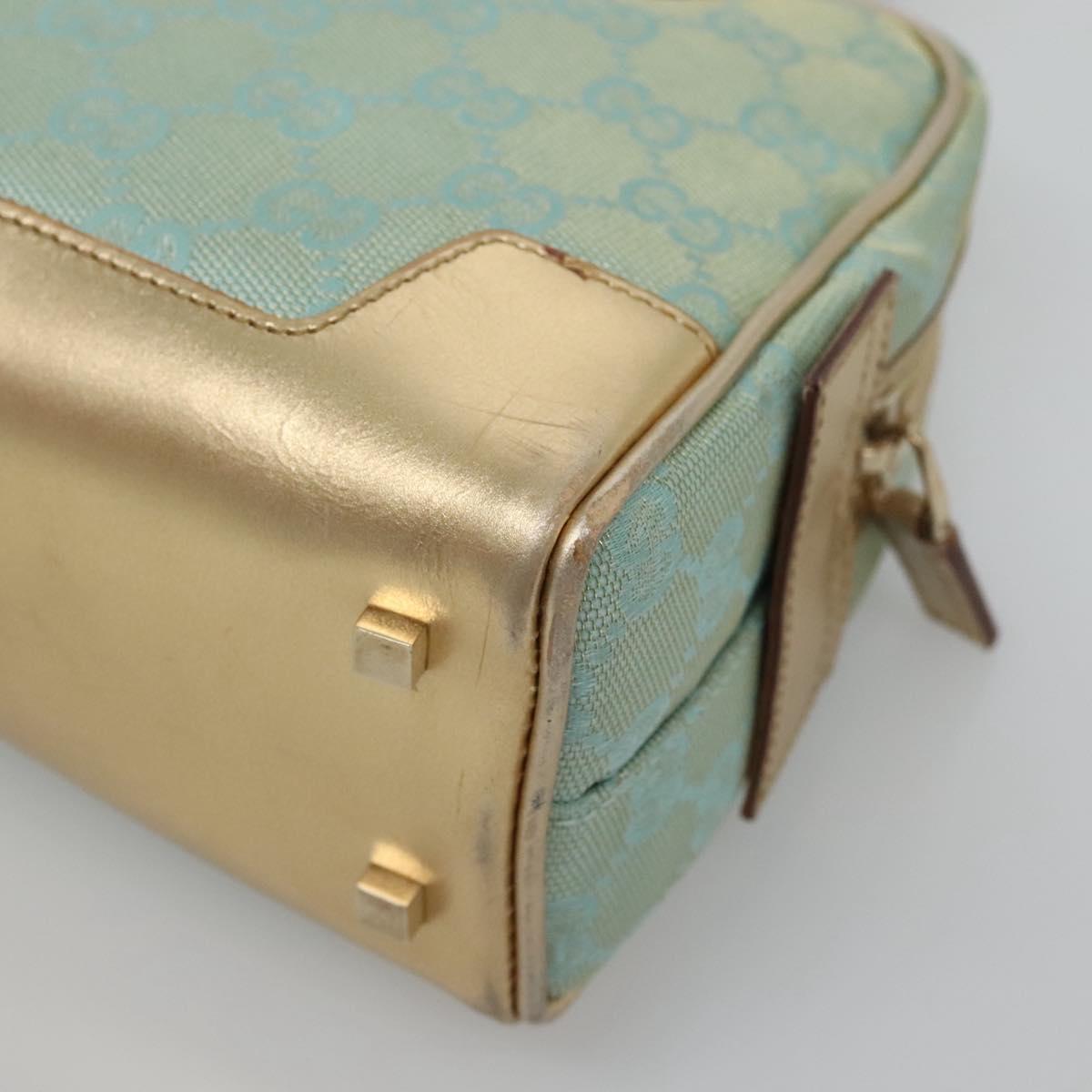 GUCCI GG Canvas Hand Bag Light Blue Gold 000 0352 Auth 123105