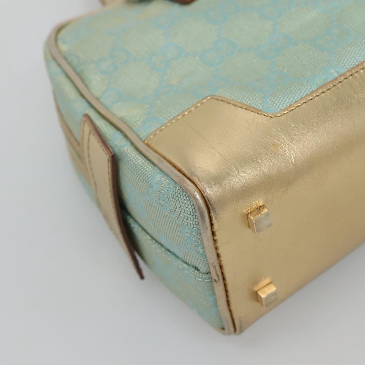 GUCCI GG Canvas Hand Bag Light Blue Gold 000 0352 Auth 123105