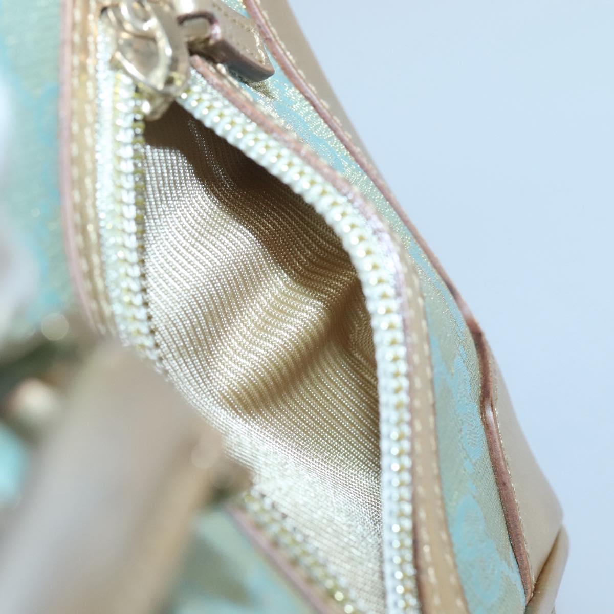 GUCCI GG Canvas Hand Bag Light Blue Gold 000 0352 Auth 123105