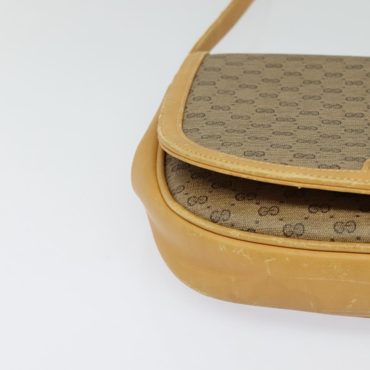 GUCCI Micro GG Supreme Web Sherry Line Shoulder Bag PVC Beige Gold Auth 123106