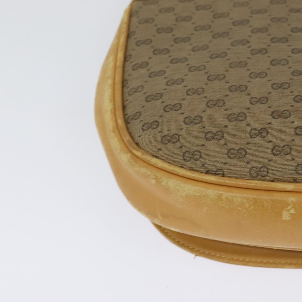 GUCCI Micro GG Supreme Web Sherry Line Shoulder Bag PVC Beige Gold Auth 123106