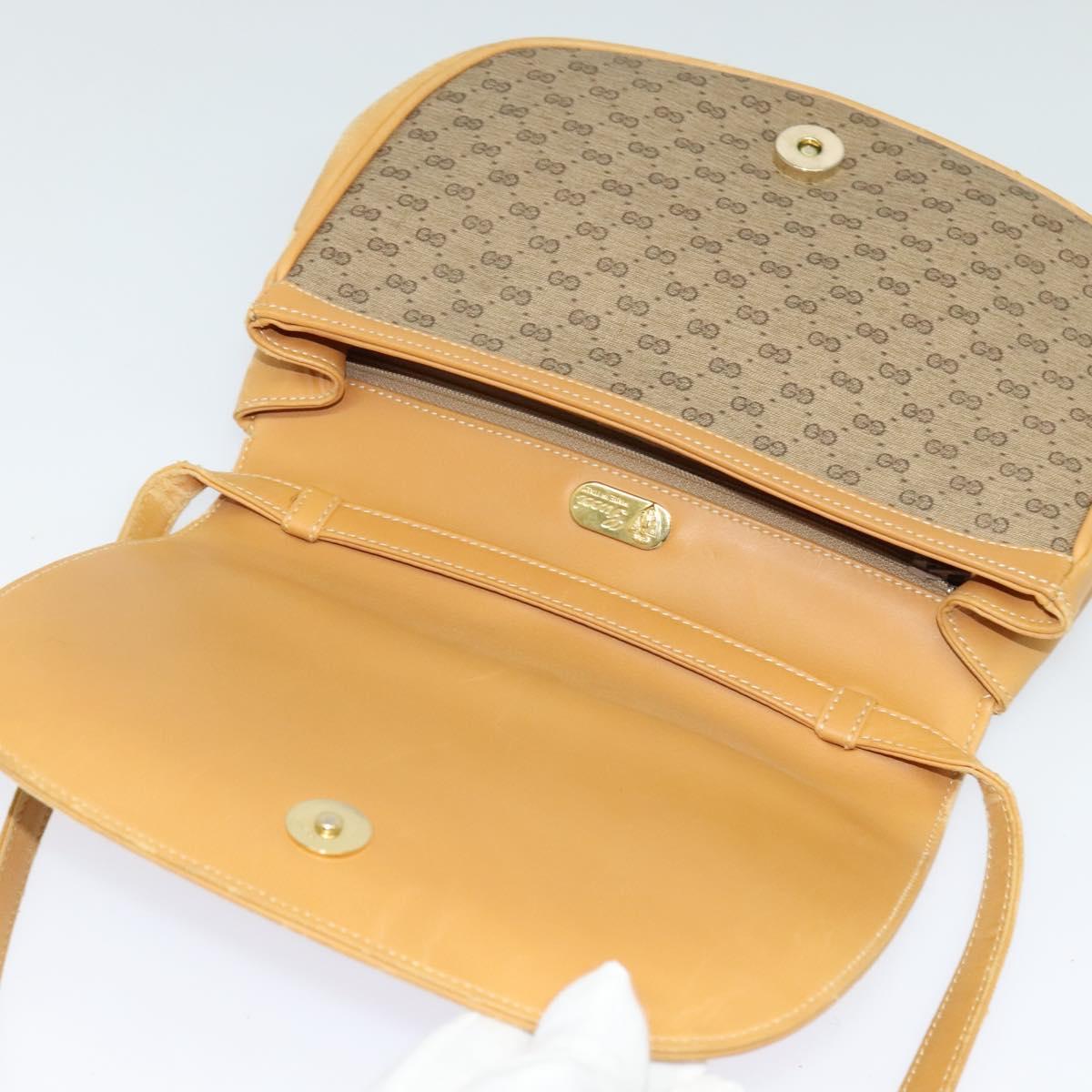 GUCCI Micro GG Supreme Web Sherry Line Shoulder Bag PVC Beige Gold Auth 123106