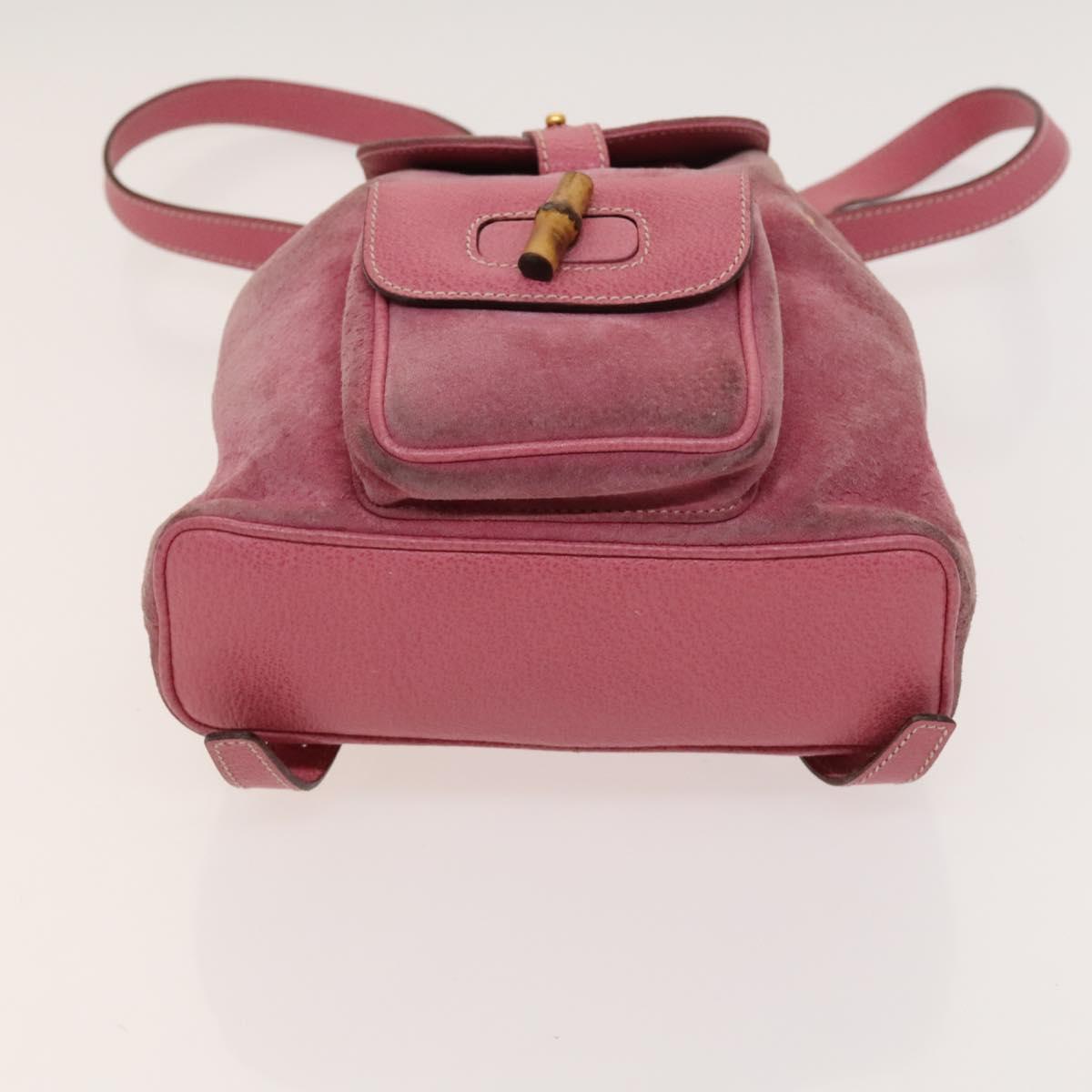 GUCCI Bamboo Backpack Suede Pink Gold 003 1956 0030 Auth 123132