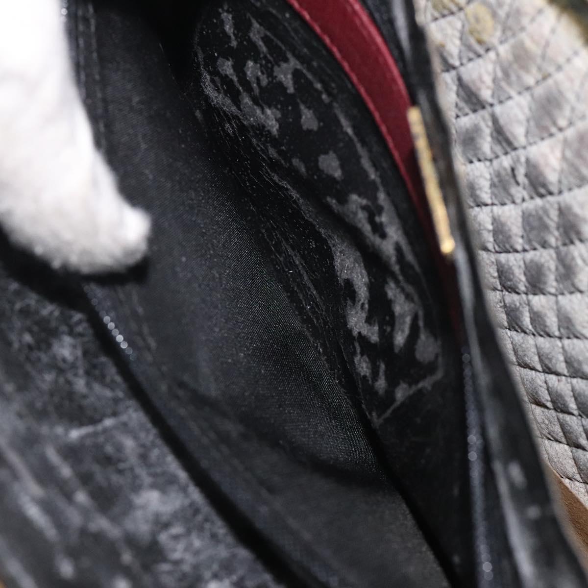 BALLY Quilted Chain Shoulder Bag Leather Bordeaux Gold Auth 123134