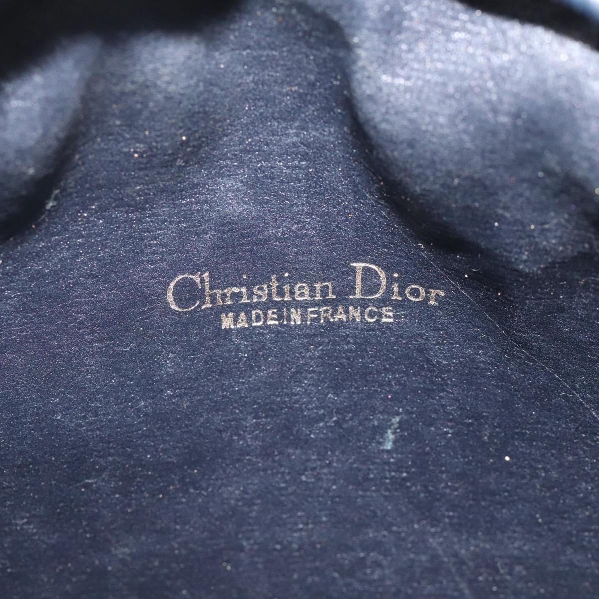 Christian Dior Trotter Canvas Shoulder Bag Navy Gold Auth 123142