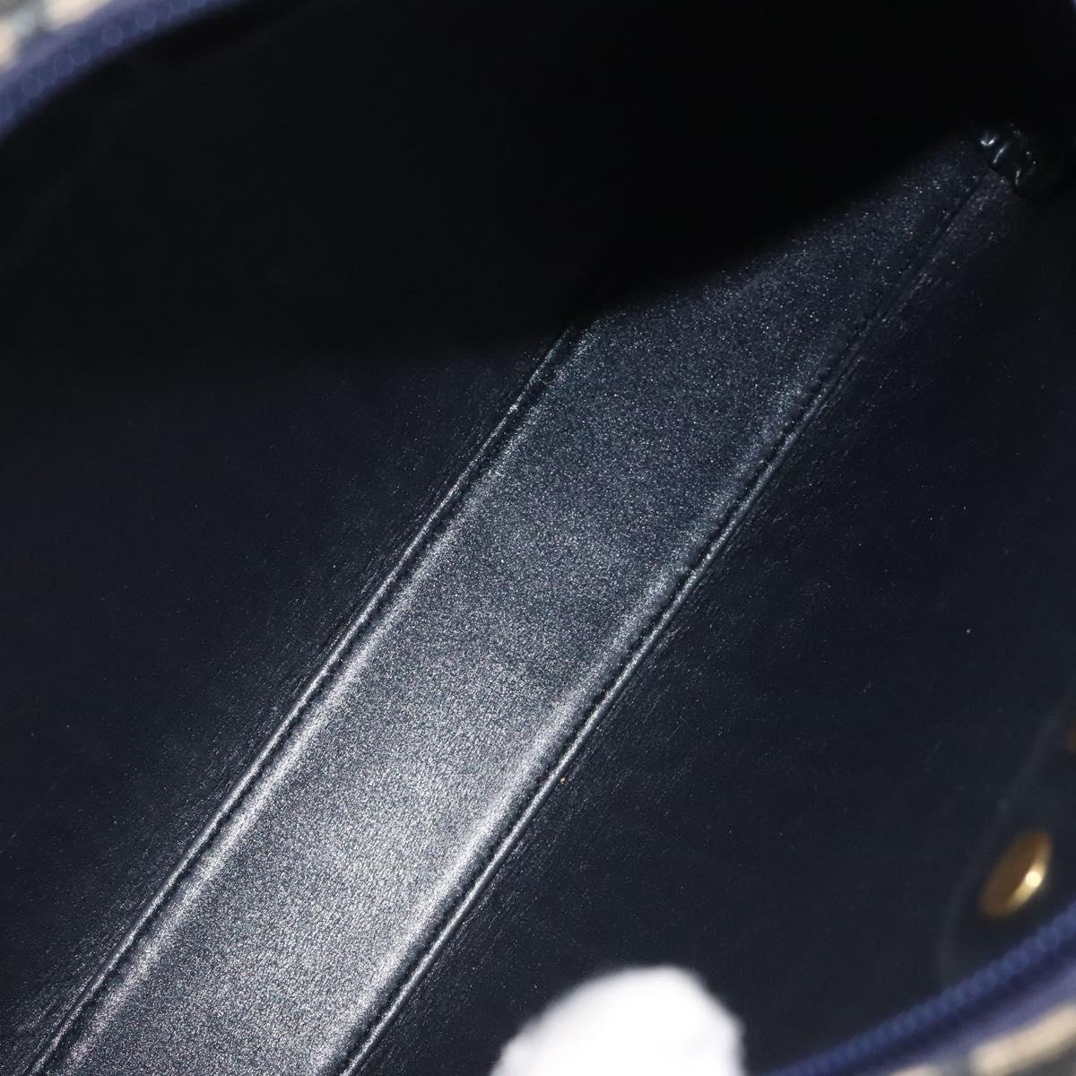 Christian Dior Trotter Canvas Shoulder Bag Navy Gold Auth 123142