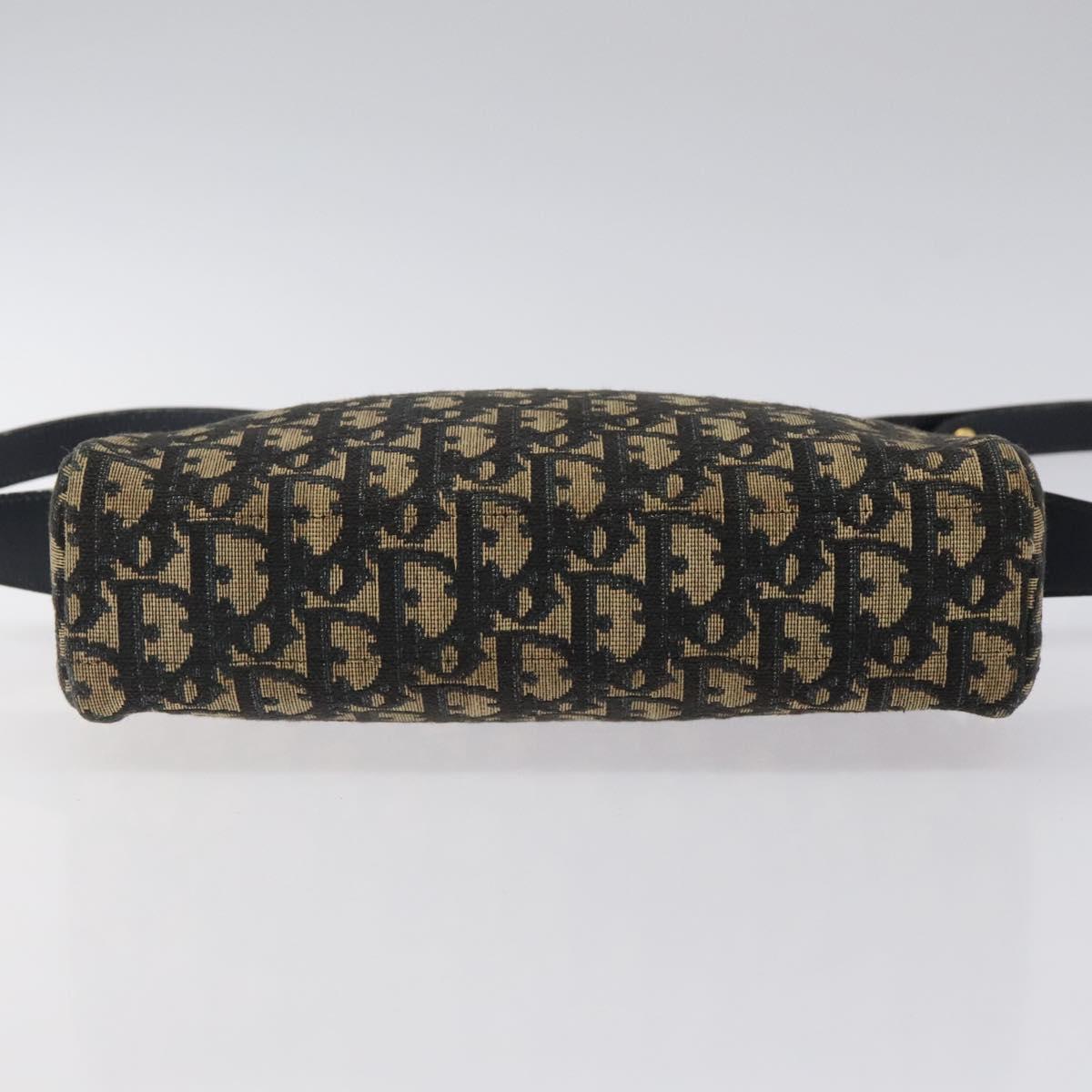 Christian Dior Trotter Canvas Shoulder Bag Navy Gold Auth 123142