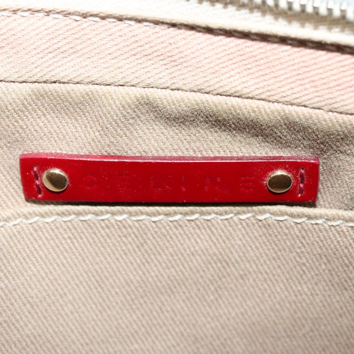 CELINE Macadam Canvas Shoulder Bag Beige Gold Auth 123145