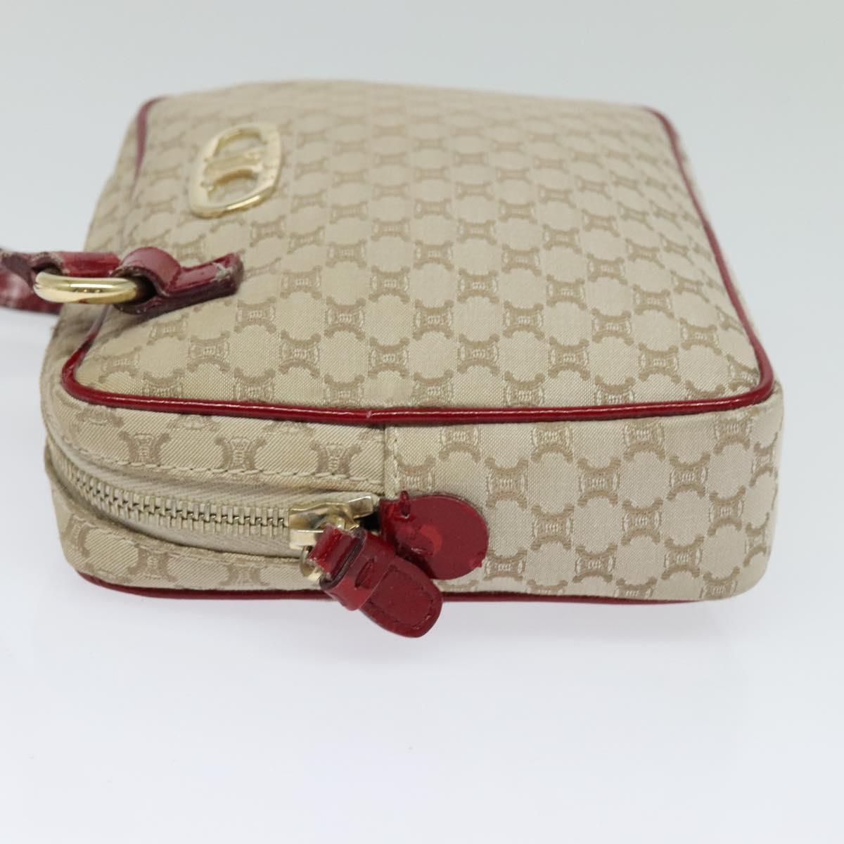 CELINE Macadam Canvas Shoulder Bag Beige Gold Auth 123145