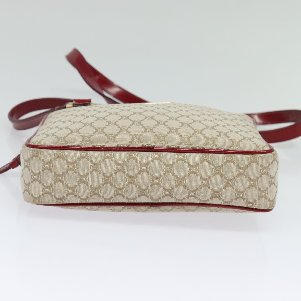 CELINE Macadam Canvas Shoulder Bag Beige Gold Auth 123145