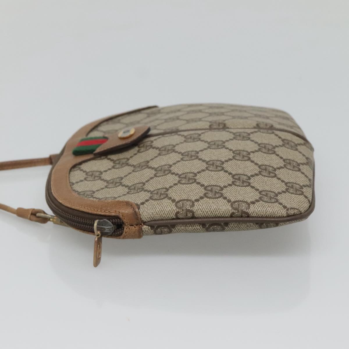 GUCCI GG Supreme Web Sherry Line Shoulder Bag PVC Beige 98 02 047 Auth 123148