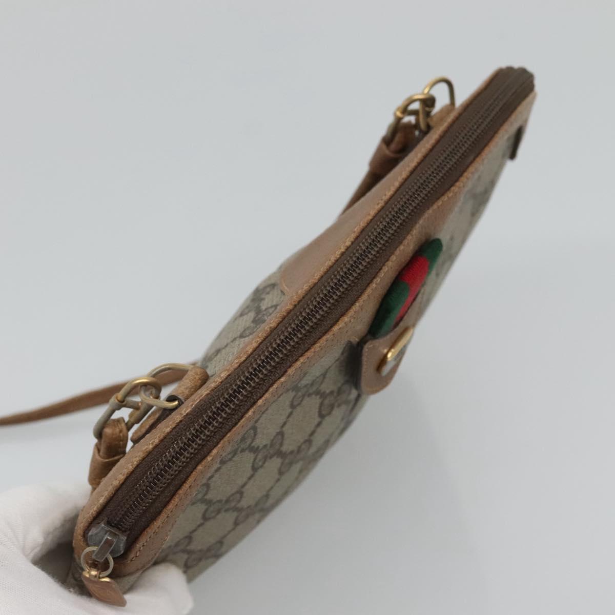 GUCCI GG Supreme Web Sherry Line Shoulder Bag PVC Beige 98 02 047 Auth 123148