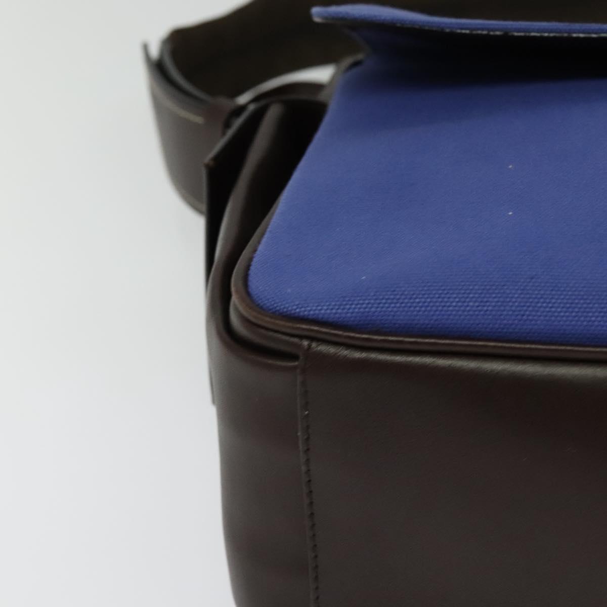 PRADA Shoulder Bag Canvas Blue Silver Auth 123152