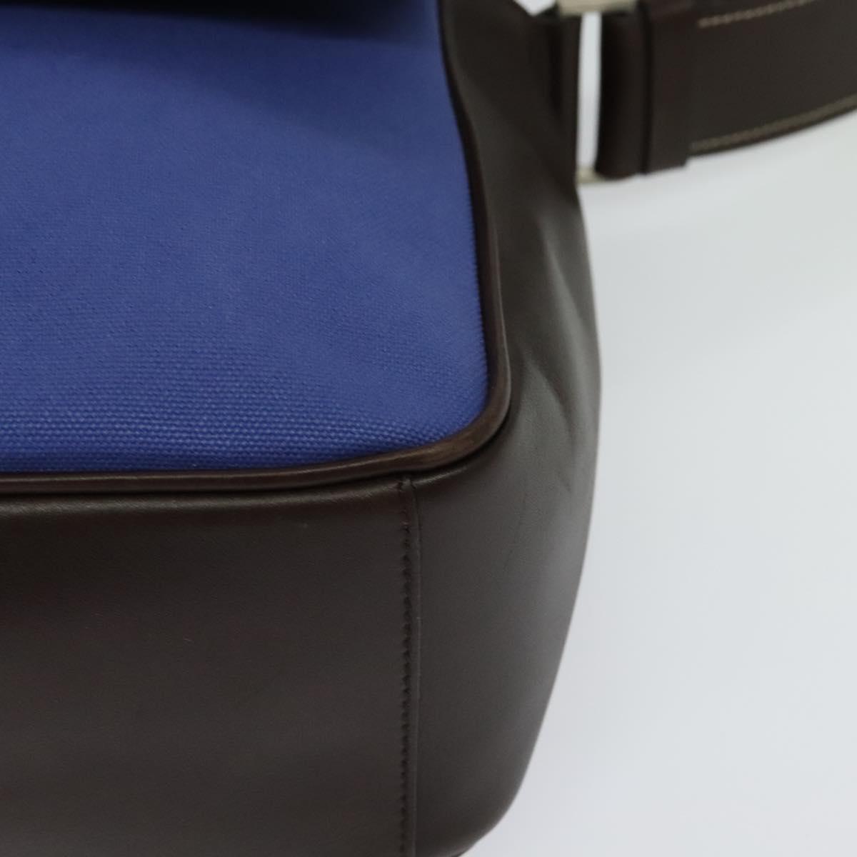 PRADA Shoulder Bag Canvas Blue Silver Auth 123152