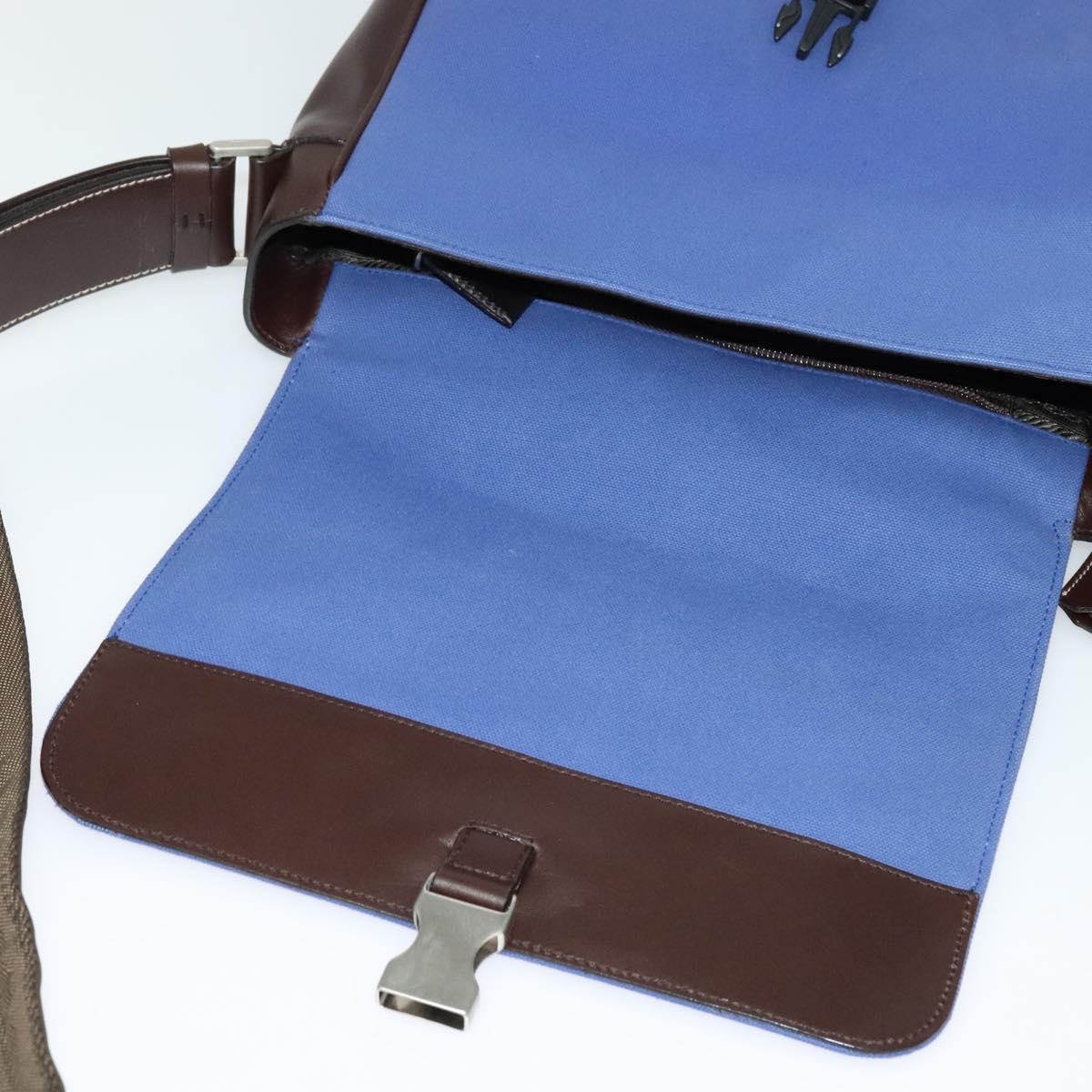 PRADA Shoulder Bag Canvas Blue Silver Auth 123152