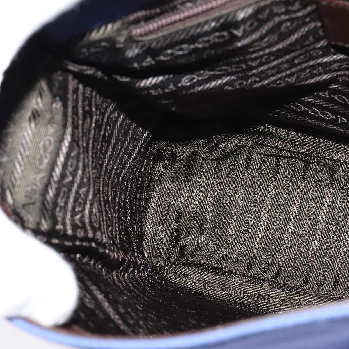 PRADA Shoulder Bag Canvas Blue Silver Auth 123152