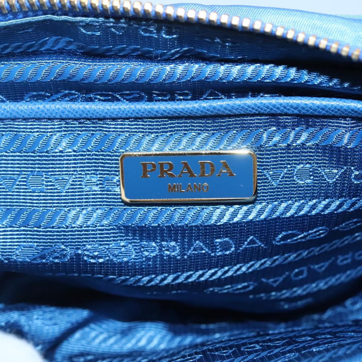 PRADA Shoulder Bag Nylon Turquoise Blue Gold Auth 123153