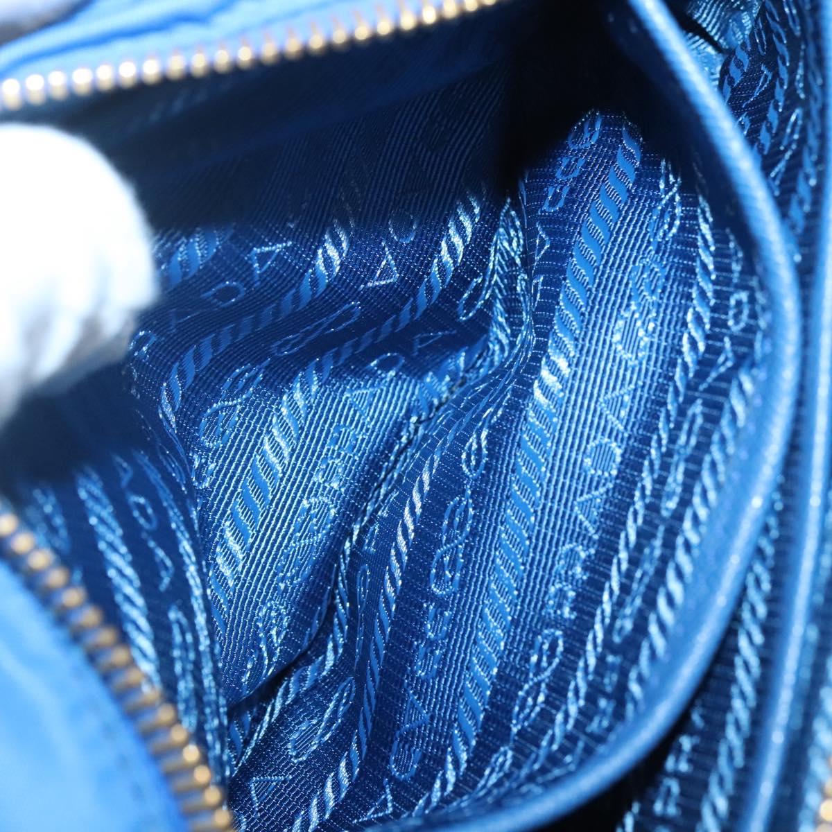 PRADA Shoulder Bag Nylon Turquoise Blue Gold Auth 123153