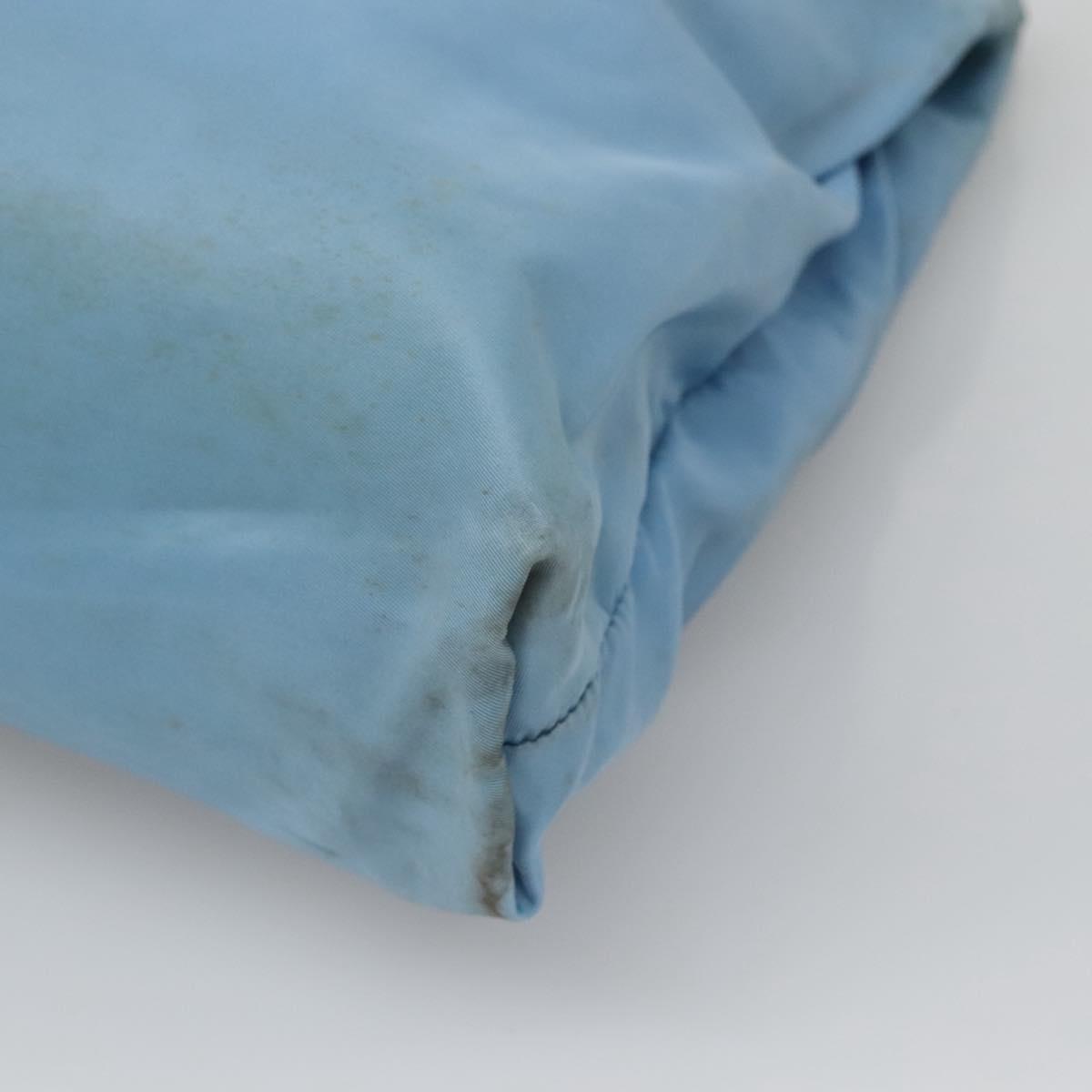 PRADA Tote Bag Nylon Light Blue Silver Auth 123154