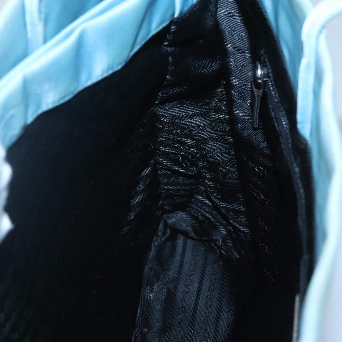 PRADA Tote Bag Nylon Light Blue Silver Auth 123154