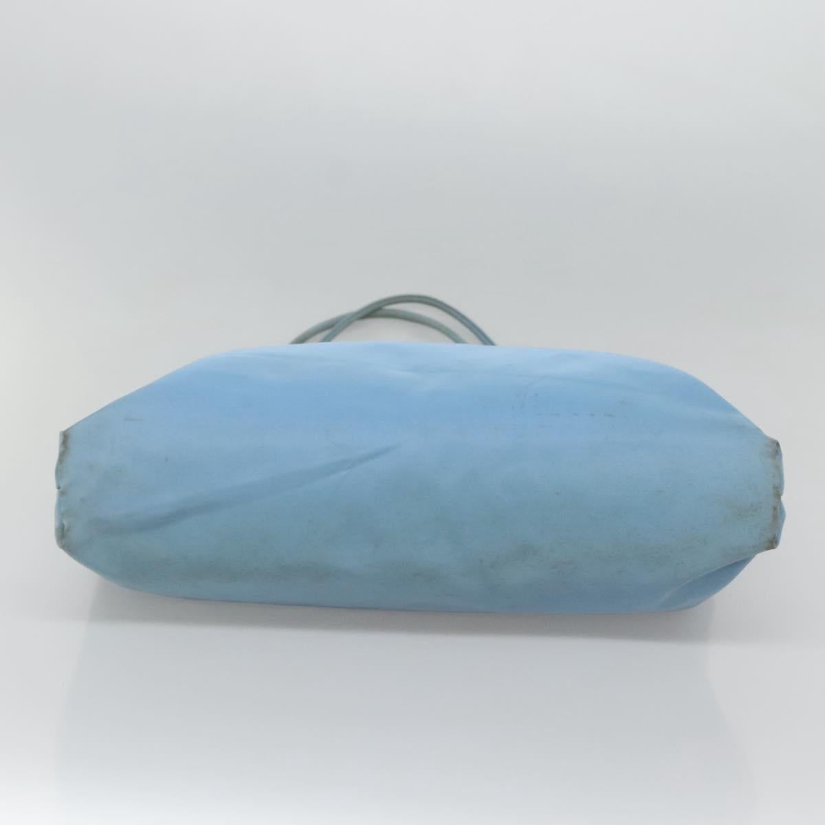 PRADA Tote Bag Nylon Light Blue Silver Auth 123154