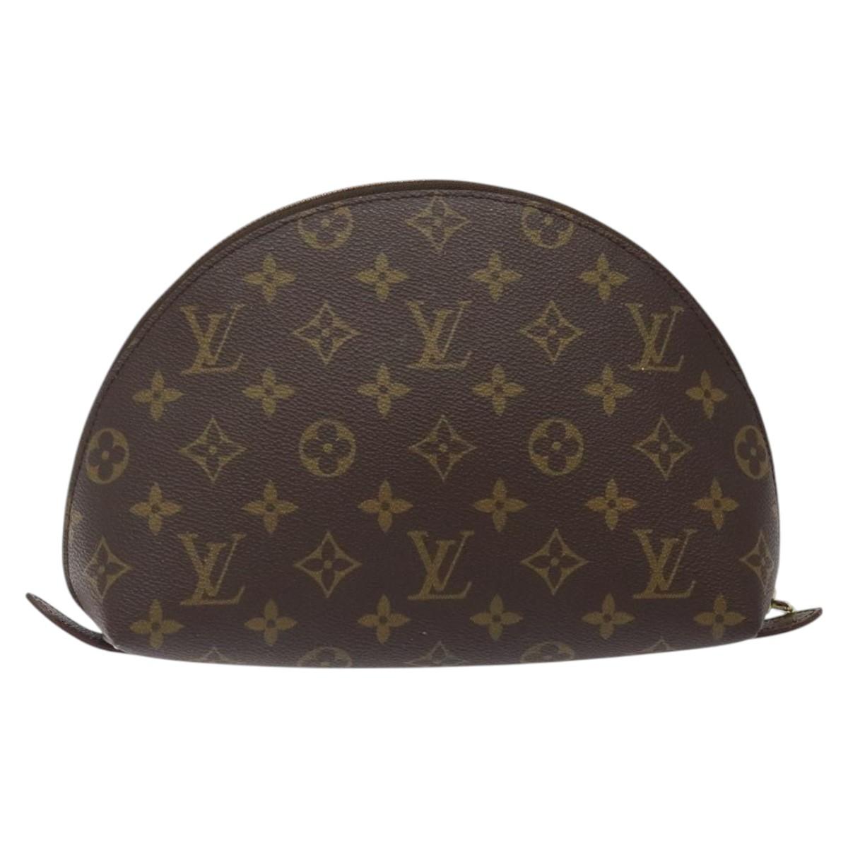LOUIS VUITTON Monogram Trousse Demi Ronde Cosmetic Pouch M47520 LV Auth 123168