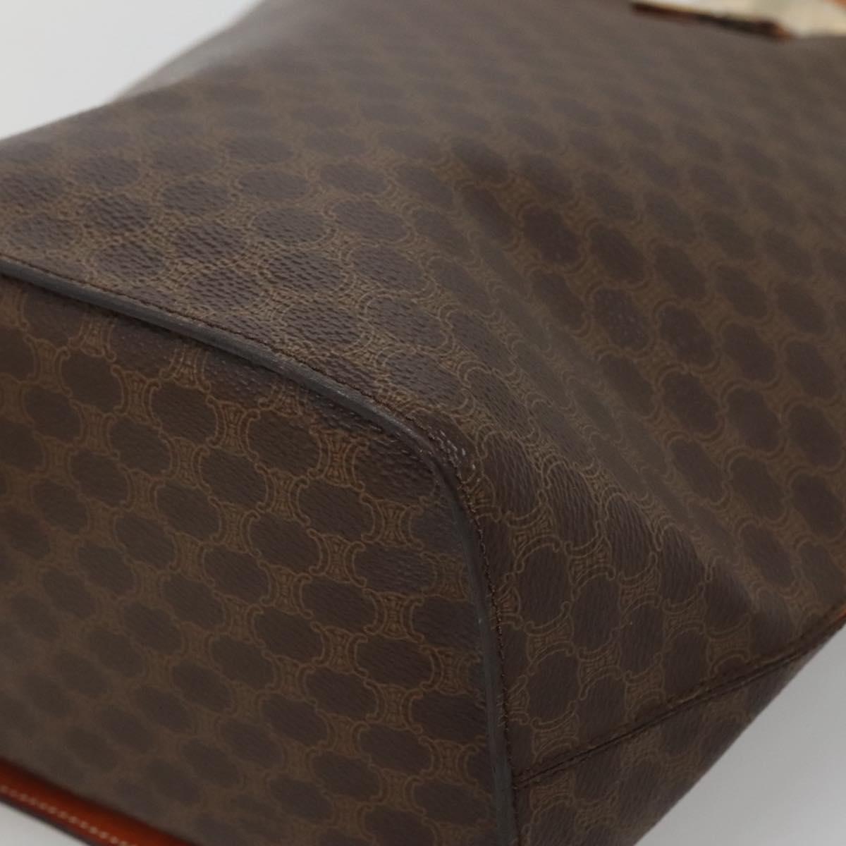 CELINE Macadam Canvas Shoulder Bag PVC Leather Brown Gold Auth 123185