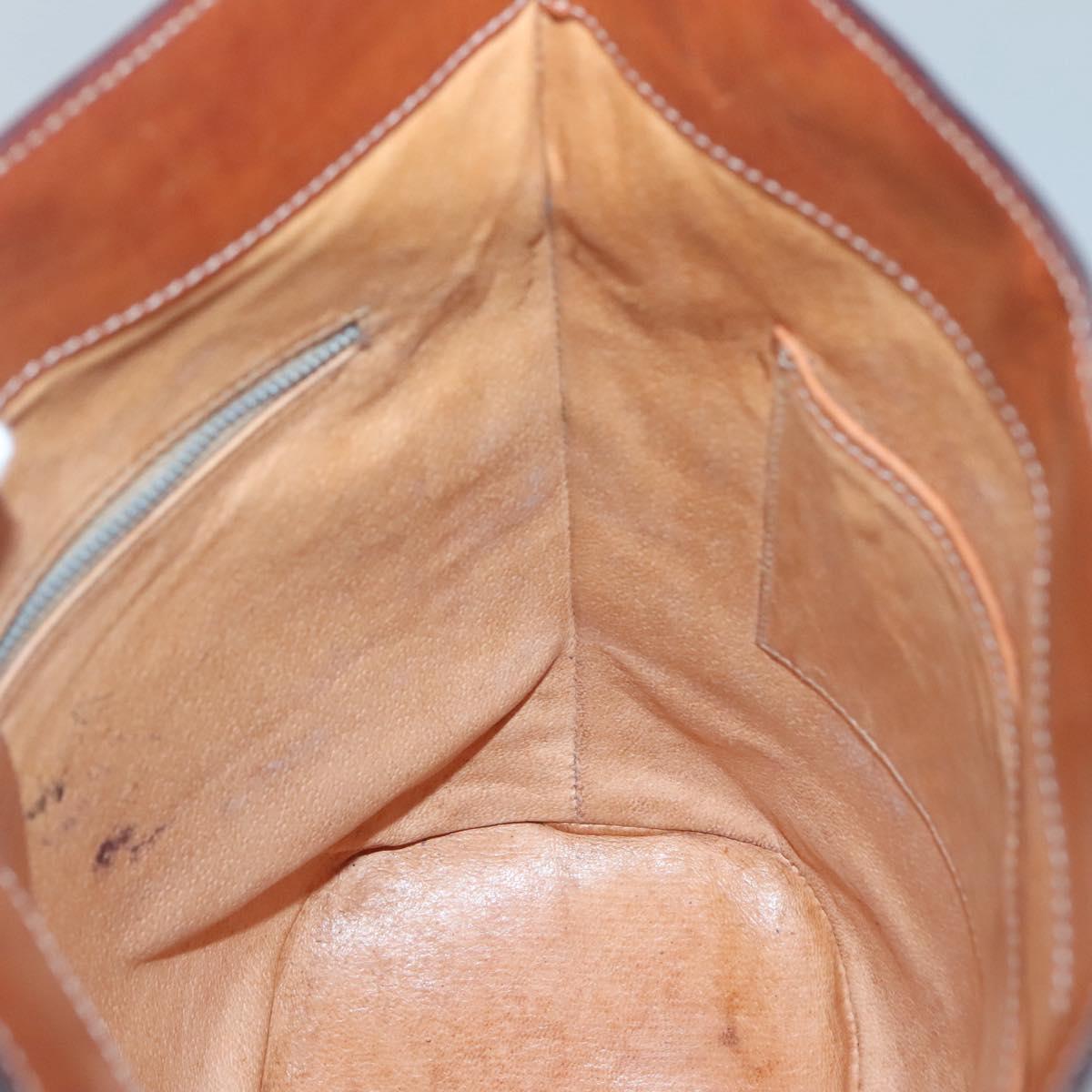 CELINE Macadam Canvas Shoulder Bag PVC Leather Brown Gold Auth 123185