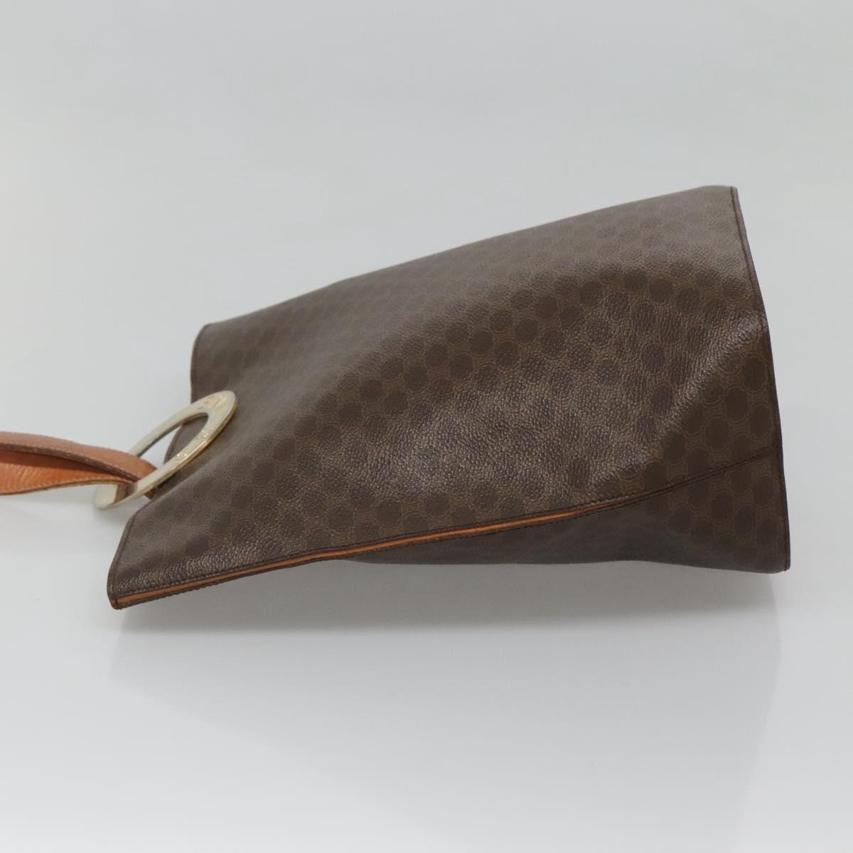 CELINE Macadam Canvas Shoulder Bag PVC Leather Brown Gold Auth 123185